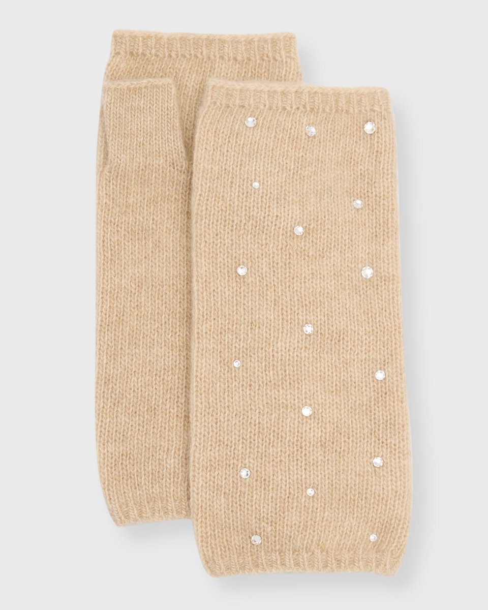 Cashmere Short Fingerless Gloves with Crystal Shimmer